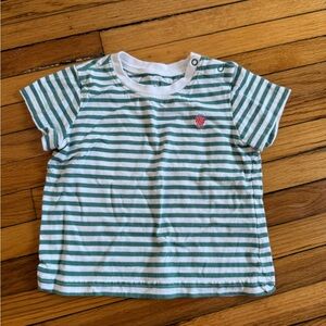Green and White Striped Tee